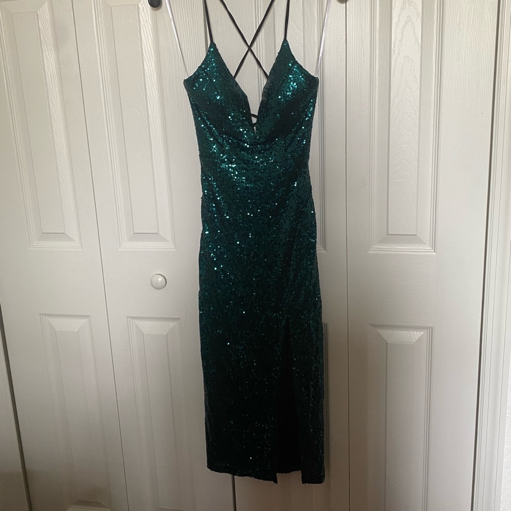 Sequin emerald green dress